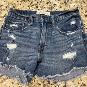 Abercrombie & Fitch Blue Jean Shorts Distressed Frayed Hem